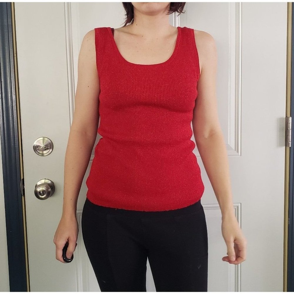 Red Silk Glitter Top